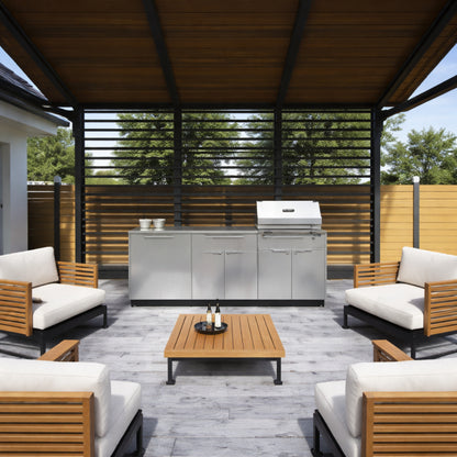 Outdoor Kitchen Stainless Steel 97 In. W X 36.5 In. H X 24 In. D 3-Piece Cabinet Set without Counter Tops