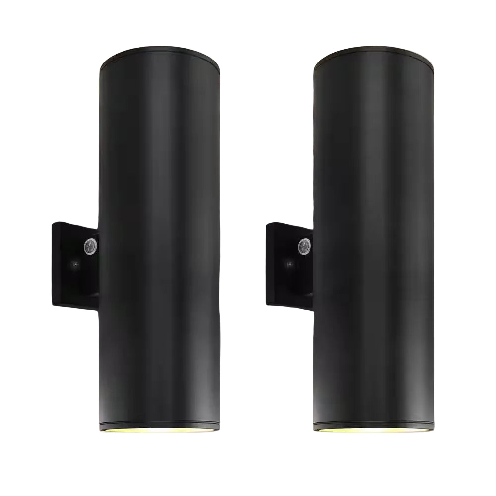 18 In. Black Dusk to Dawn LED Outdoor Hardwired Wall Lantern Sconce 3CCT 20/30/40-Watt Dimmable IP65 ETL (2-Pack)