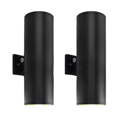 18 In. Black Dusk to Dawn LED Outdoor Hardwired Wall Lantern Sconce 3CCT 20/30/40-Watt Dimmable IP65 ETL (2-Pack)