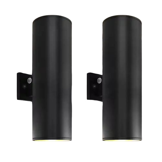 18 In. Black Dusk to Dawn LED Outdoor Hardwired Wall Lantern Sconce 3CCT 20/30/40-Watt Dimmable IP65 ETL (2-Pack)